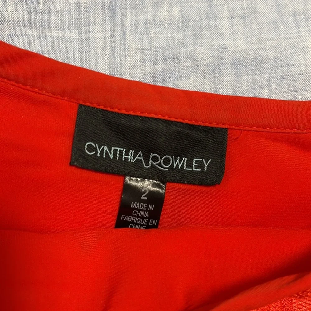Cynthia Rowley Oversized Floral Lace Red Midi Skirt - Picture 5 of 5